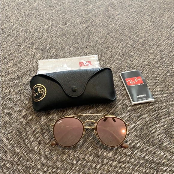 ? Ray Ban RB3647 Round Polish Gold Mirror Sunglasses main image 10